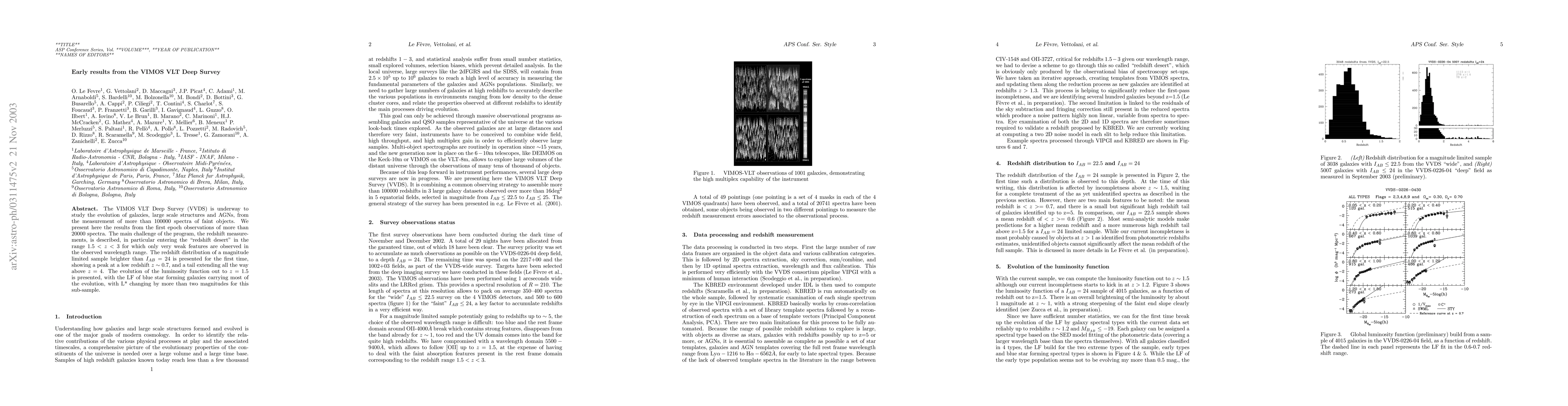 Thumbnail for Early results from the VIMOS VLT Deep Survey