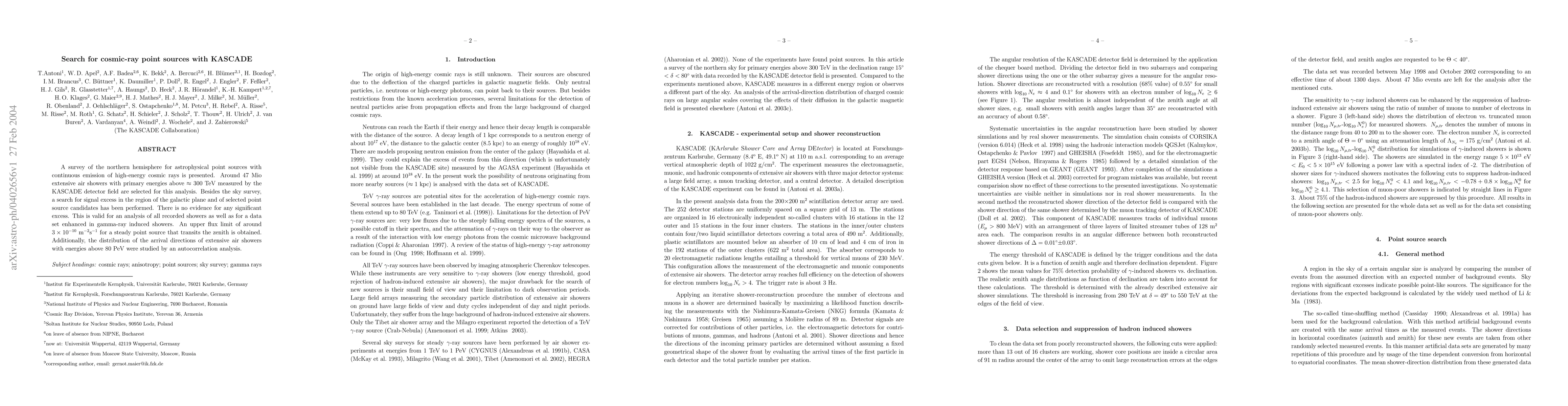 Thumbnail for Search for cosmic-ray point sources with KASCADE