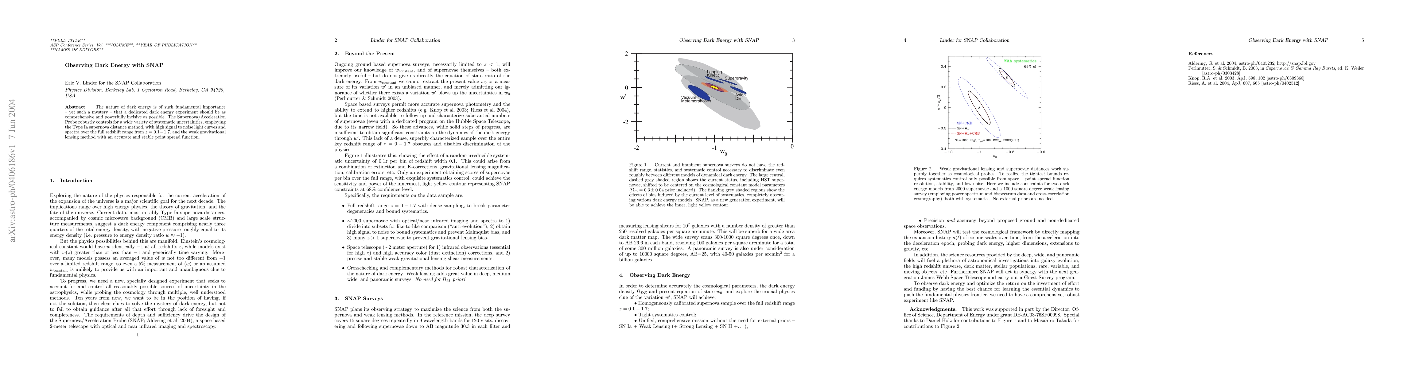 Thumbnail for Observing Dark Energy with SNAP