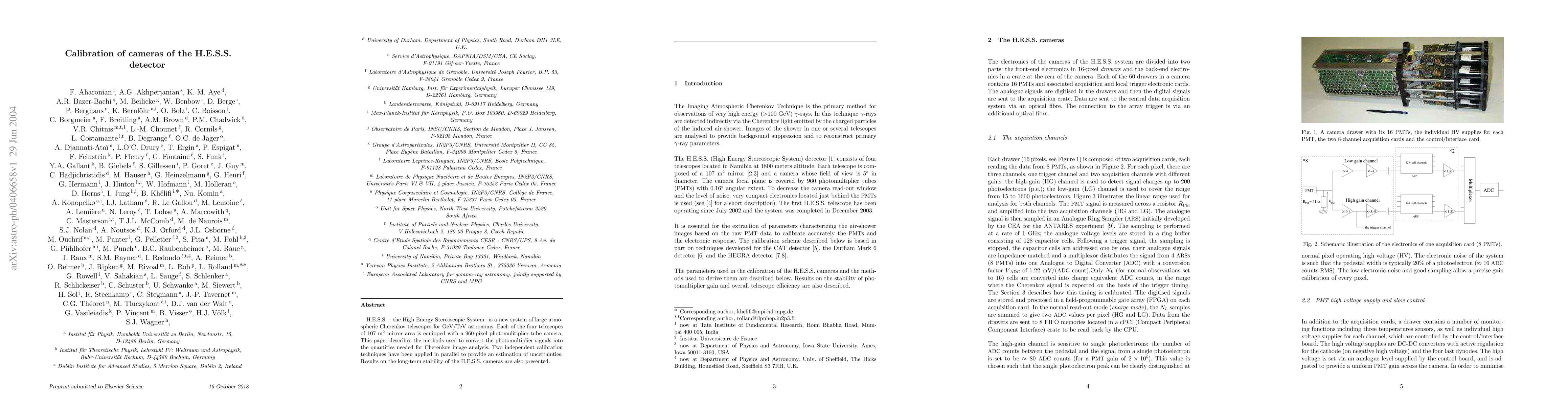 Thumbnail for Calibration of cameras of the H.E.S.S. detector