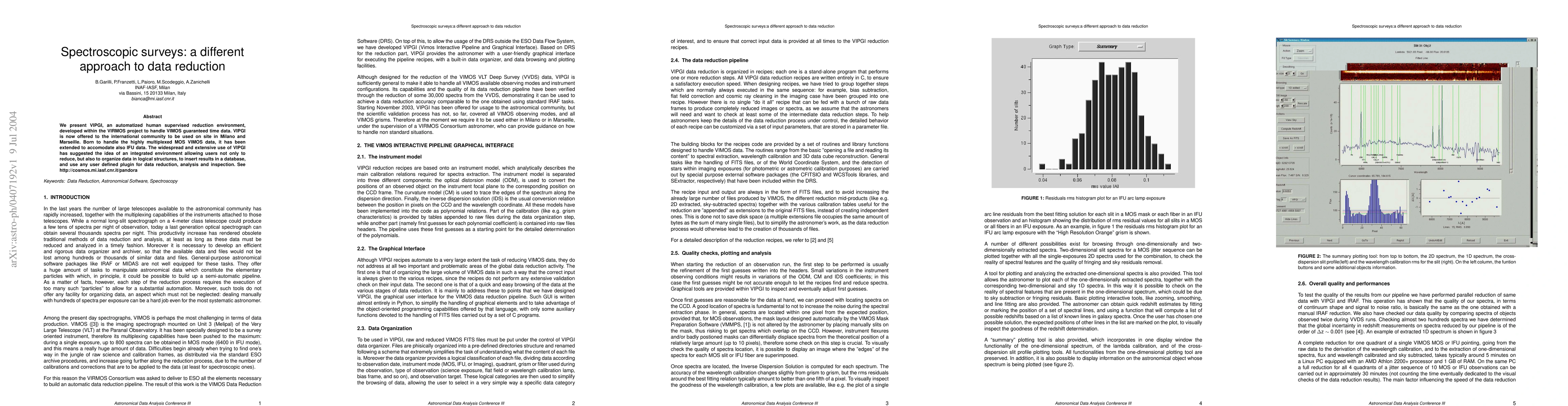 Thumbnail for Spectroscopic surveys:a different approach to data reduction