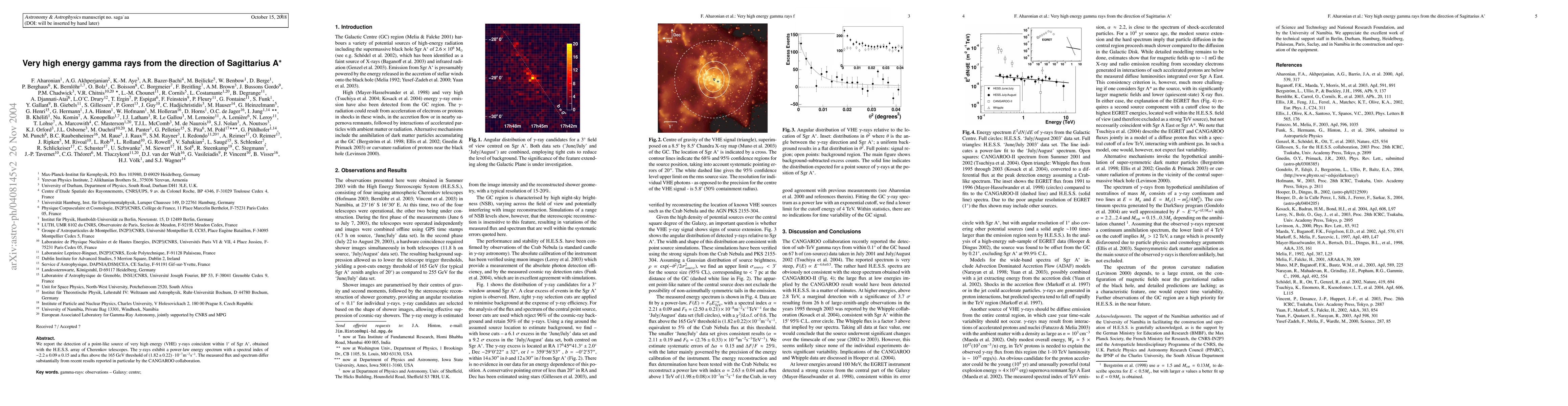 Thumbnail for Very high energy gamma rays from the direction of Sagittarius A*