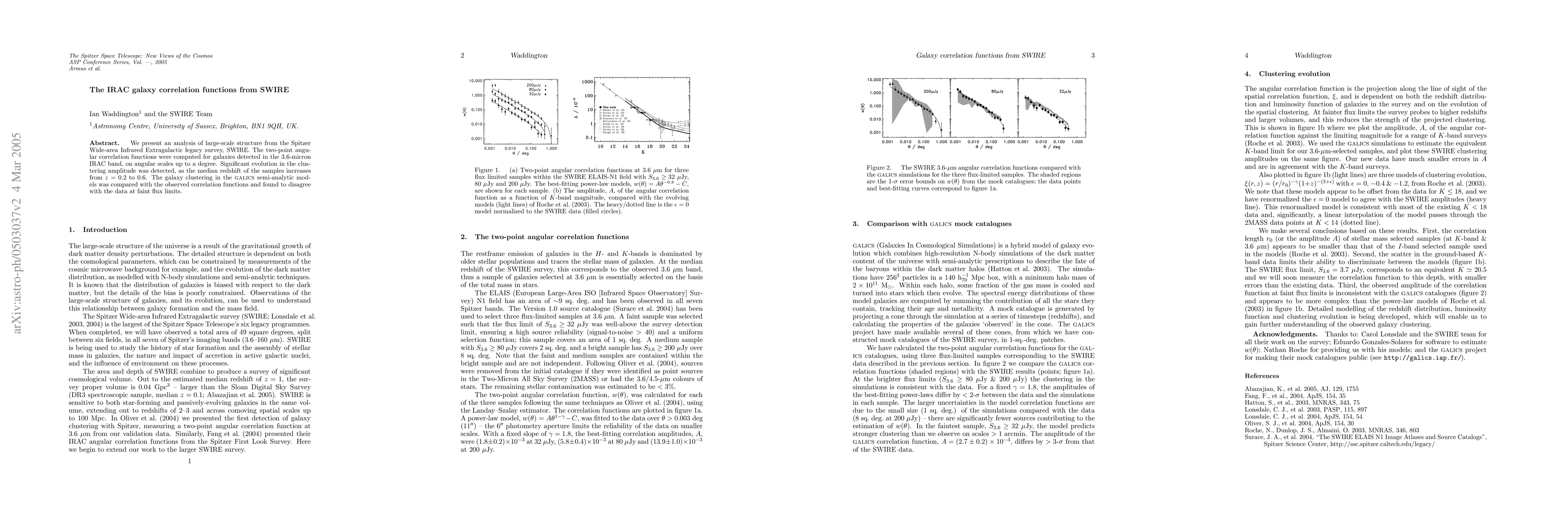 Thumbnail for The IRAC galaxy correlation functions from SWIRE