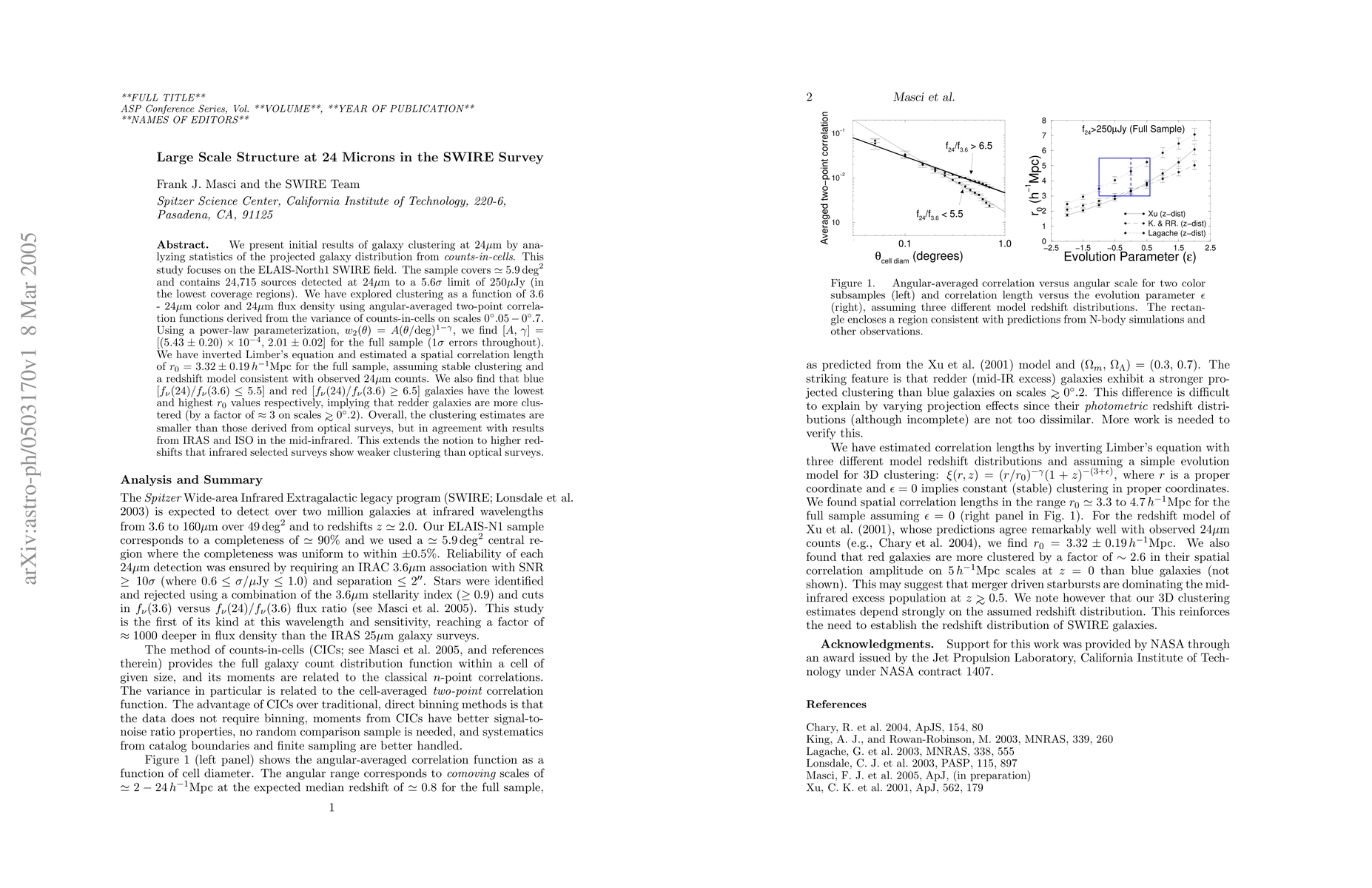 Thumbnail for Large Scale Structure at 24 Microns in the SWIRE Survey