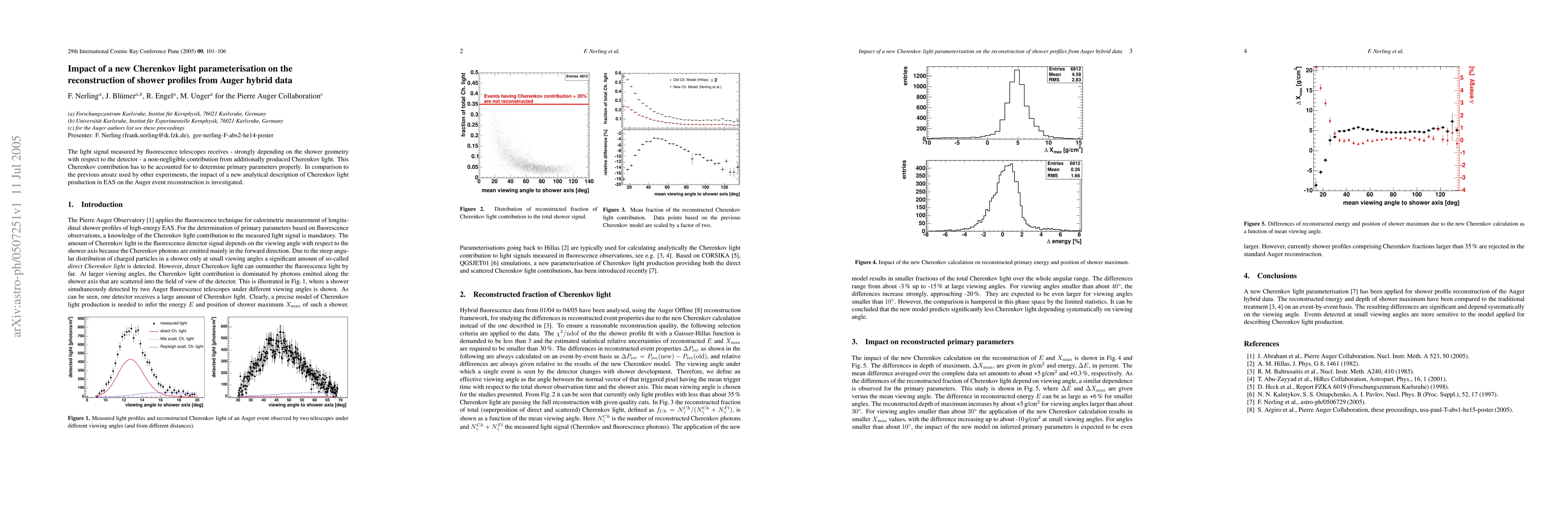 Thumbnail for Impact of a new Cherenkov light parameterisation on the reconstruction
  of shower profiles from Auger hybrid data