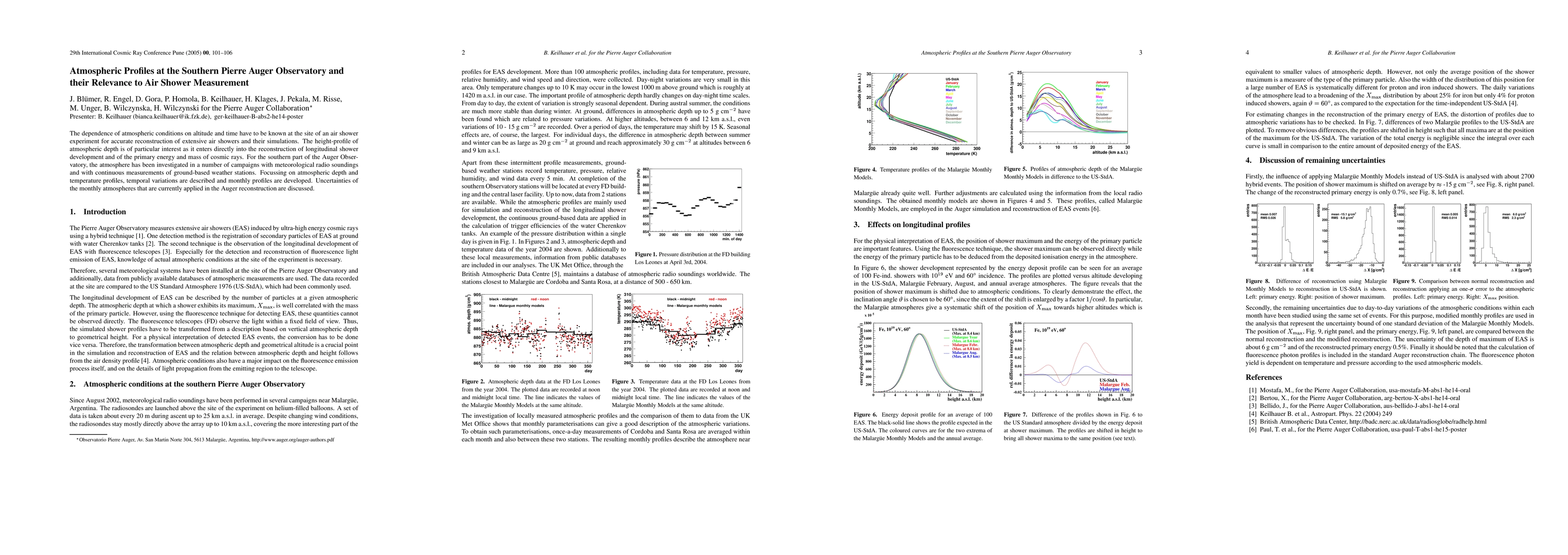 Thumbnail for Atmospheric Profiles at the Southern Pierre Auger Observatory and their
  Relevance to Air Shower Measurement