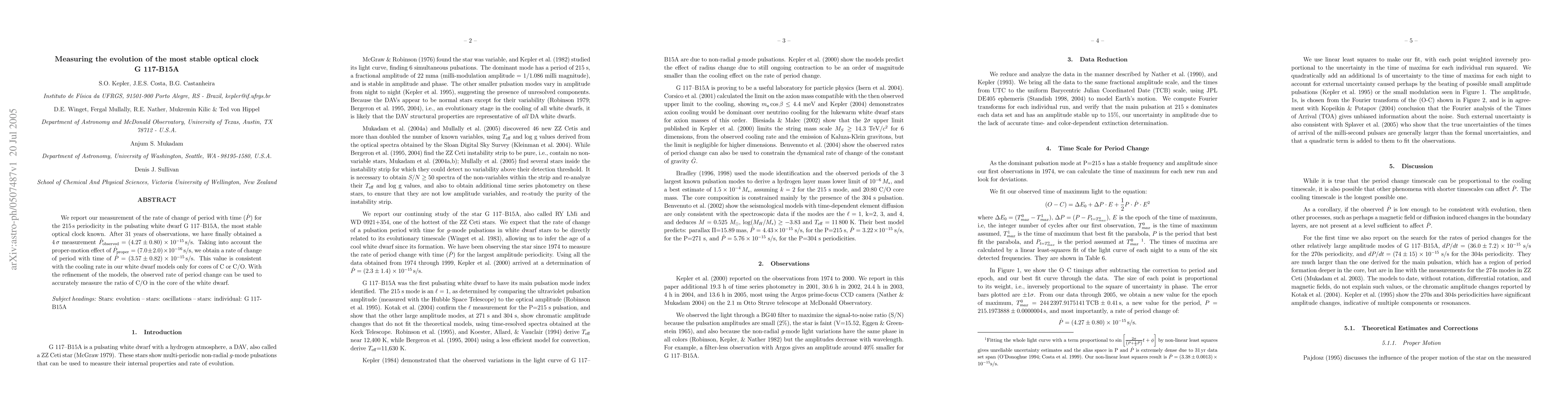 Thumbnail for Measuring the evolution of the most stable optical clock G 117-B15A