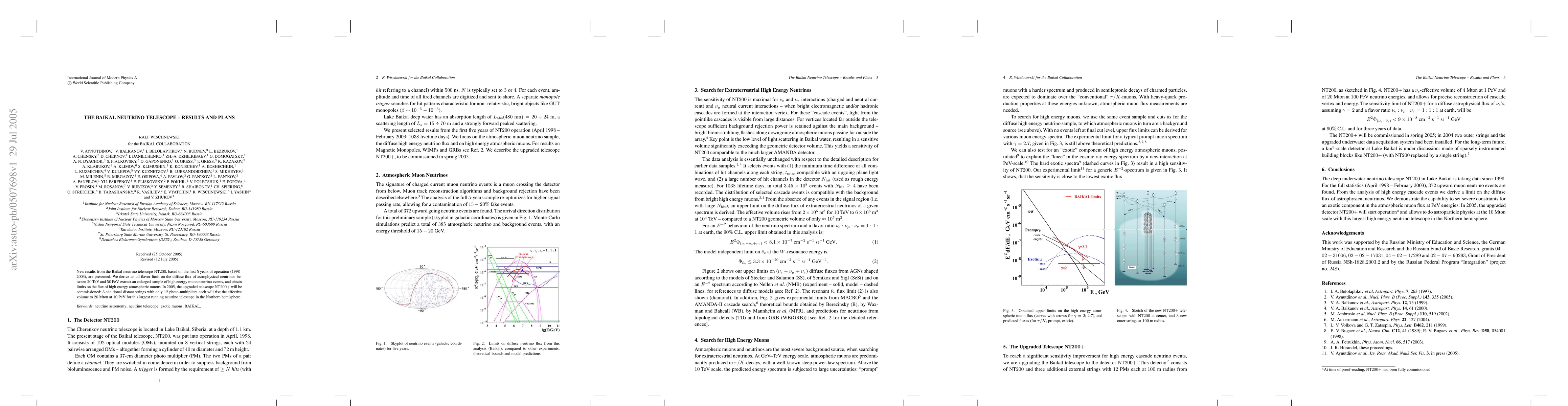 Thumbnail for The Baikal Neutrino Telescope - Results and Plans