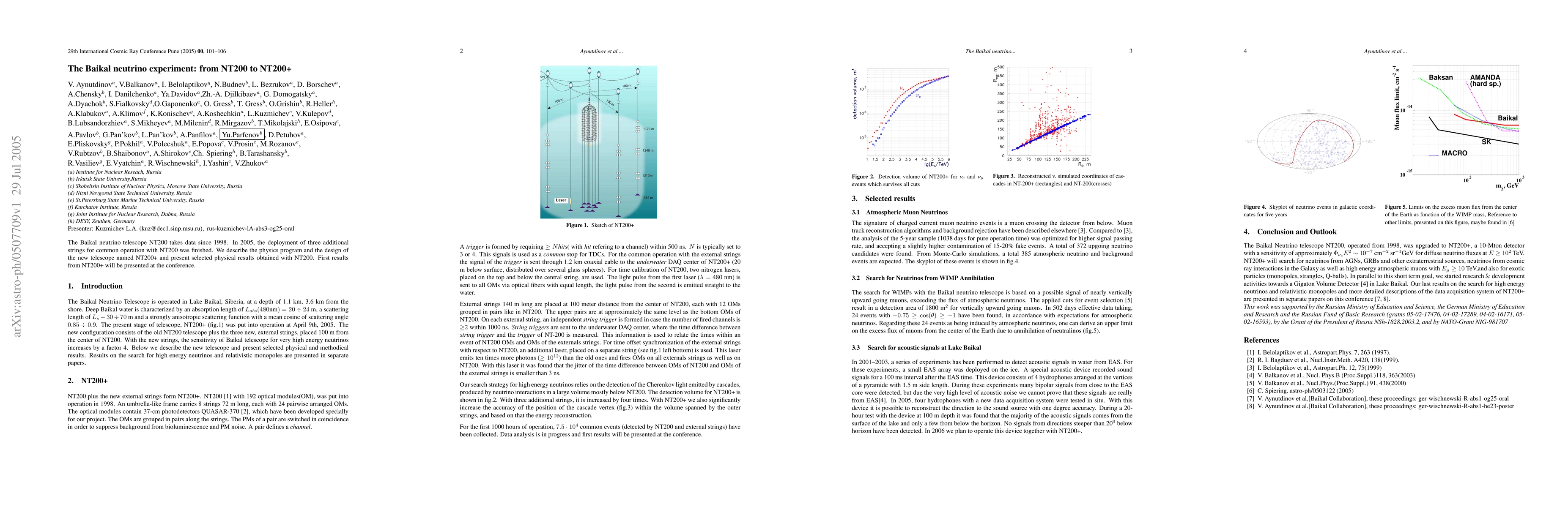 Thumbnail for The Baikal neutrino experiment: from NT200 to NT200+