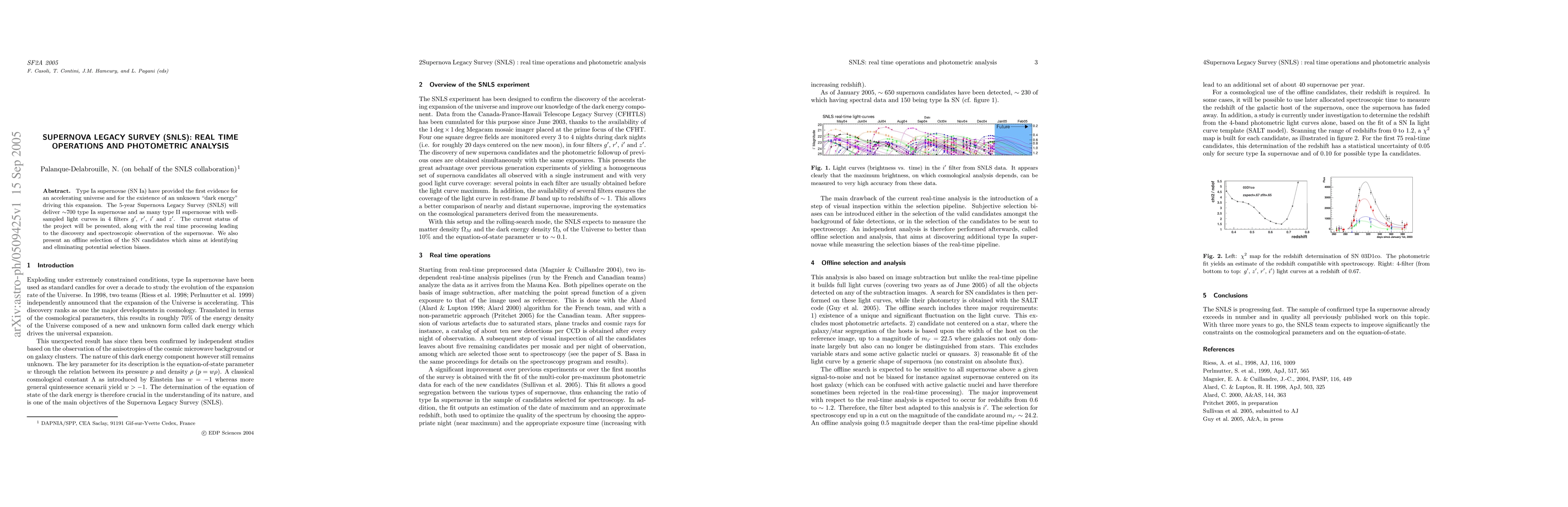 Thumbnail for Supernova Legacy Survey (SNLS) : real time operations and photometric
  analysis
