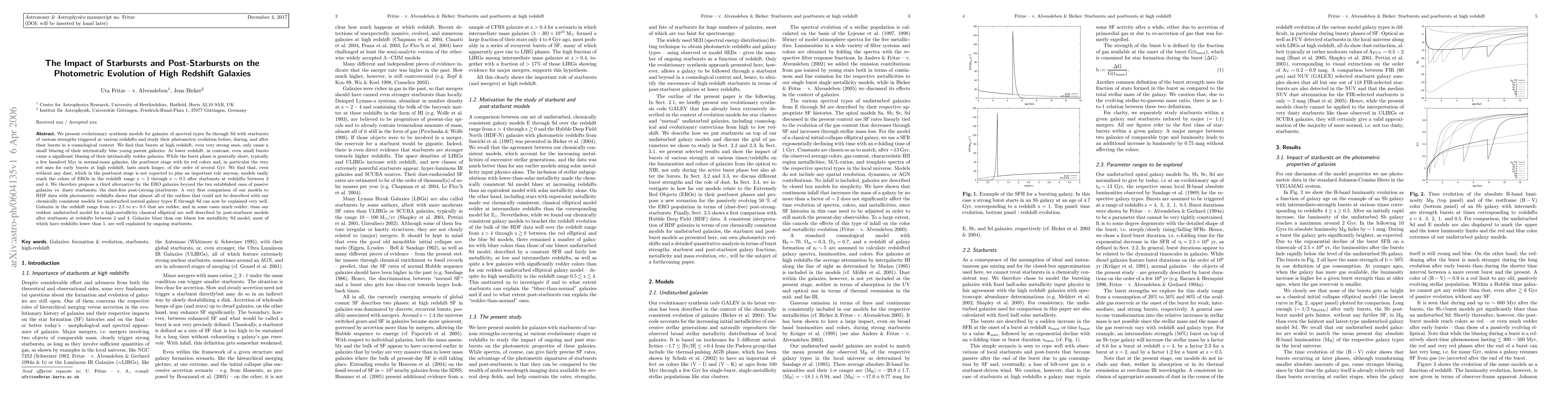 Thumbnail for The Impact of Starbursts and Post-Starbursts on the Photometric
  Evolution of High Redshift Galaxies