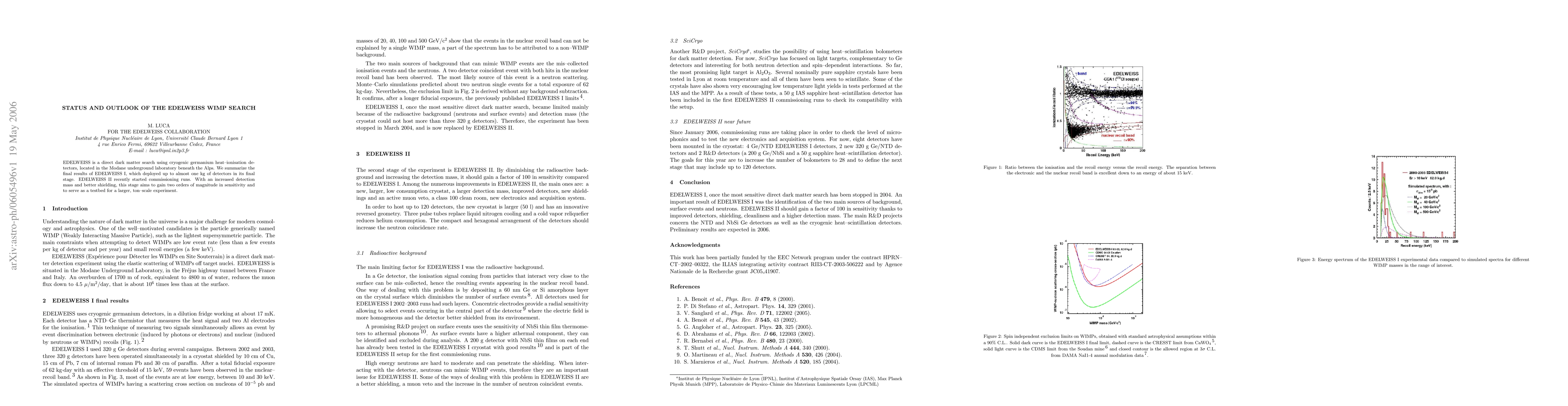 Thumbnail for Status and Outlook of the EDELWEISS WIMP Search