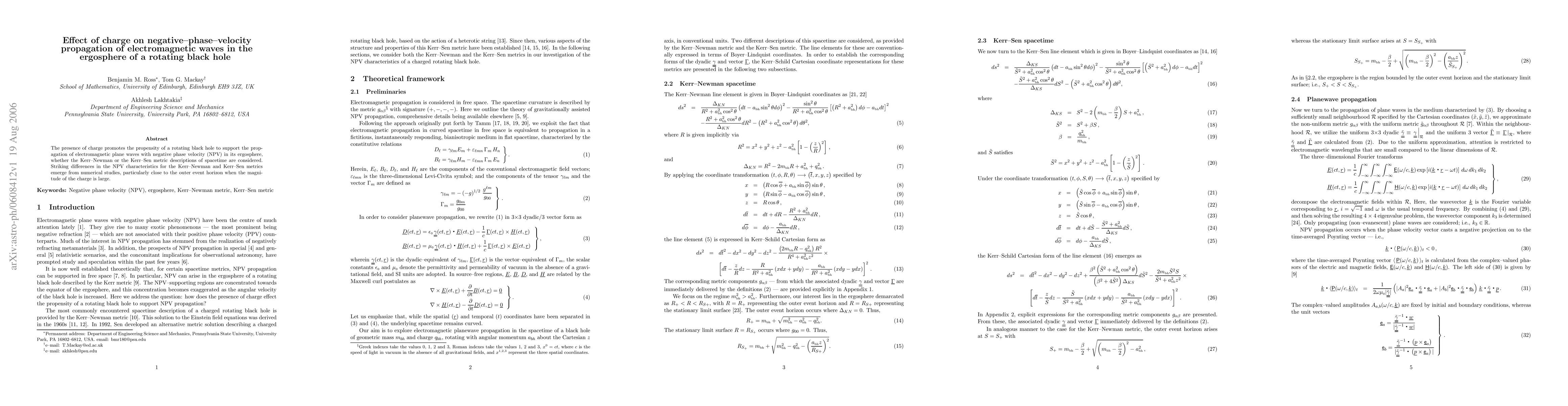 Thumbnail for Effect of charge on negative-phase-velocity propagation of
  electromagnetic waves in the ergosphere of a rotating black hole