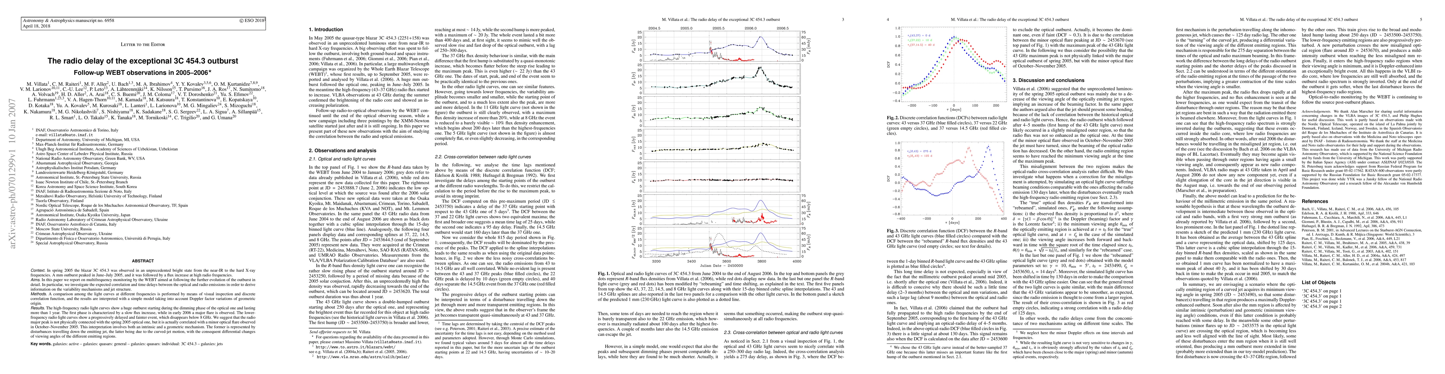 Thumbnail for The radio delay of the exceptional 3C 454.3 outburst. Follow-up WEBT
  observations in 2005-2006
