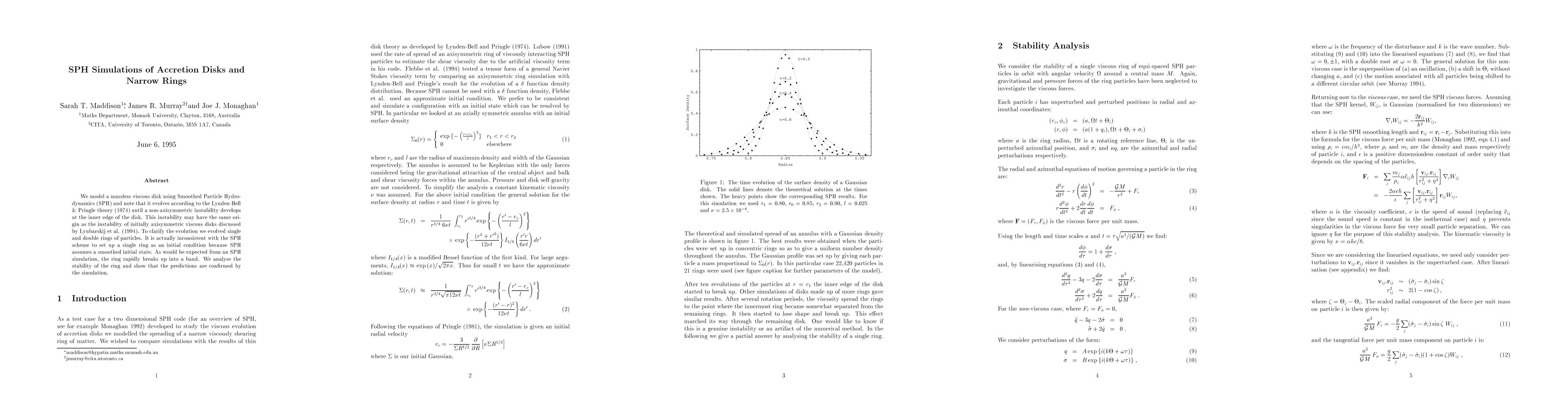 Thumbnail for SPH Simulations of Accretion Disks and Narrow Rings