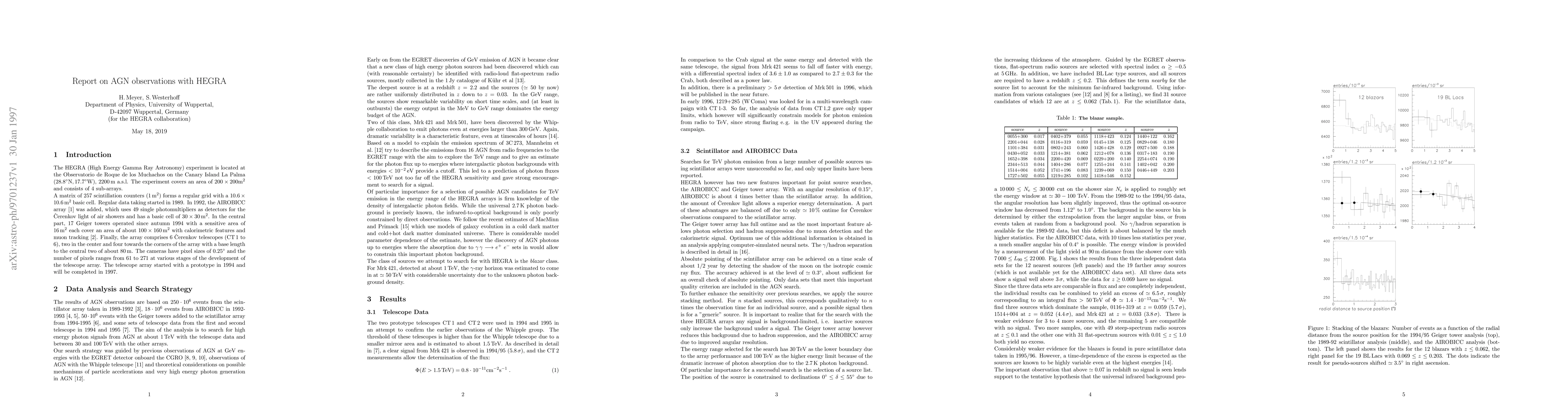 Thumbnail for Results on AGN observations with HEGRA