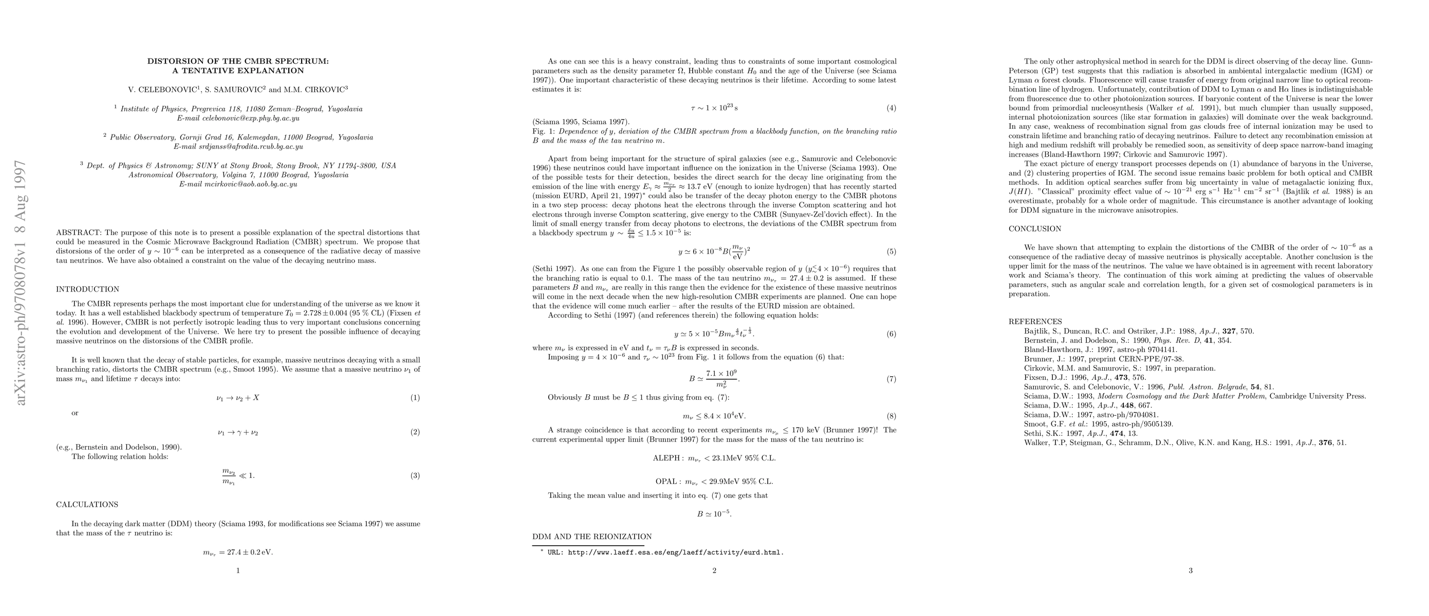 Thumbnail for Distorsion of the CMBR spectrum: a tentative explanation