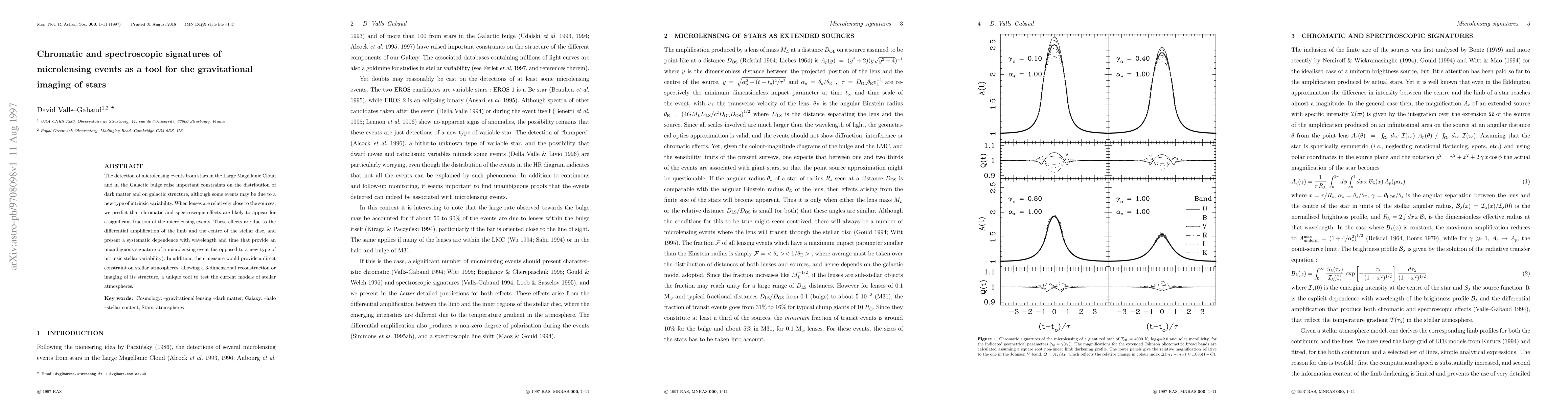 Thumbnail for Chromatic and spectroscopic signatures of microlensing events as a tool
  for the gravitational imaging of stars