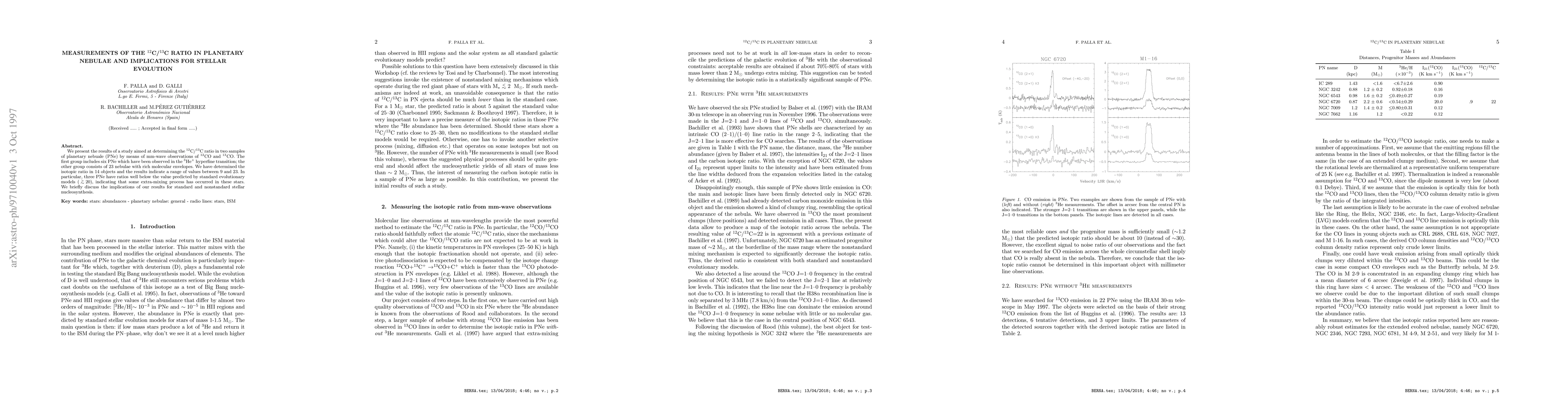 Thumbnail for Measurements of the 12C/13C ratio in Planetary Nebulae and implications
  for stellar evolution