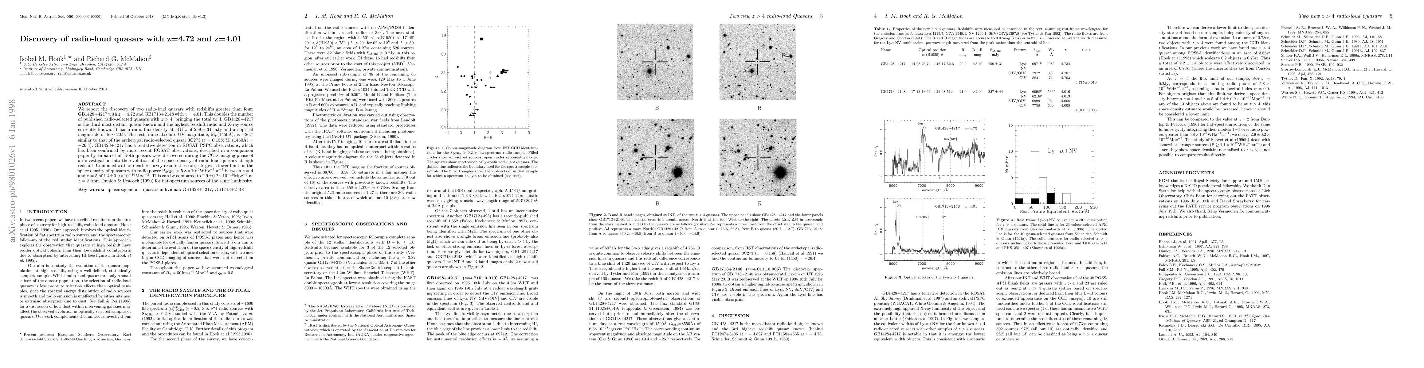 Thumbnail for Discovery of radio-loud quasars with z=4.72 and z=4.01