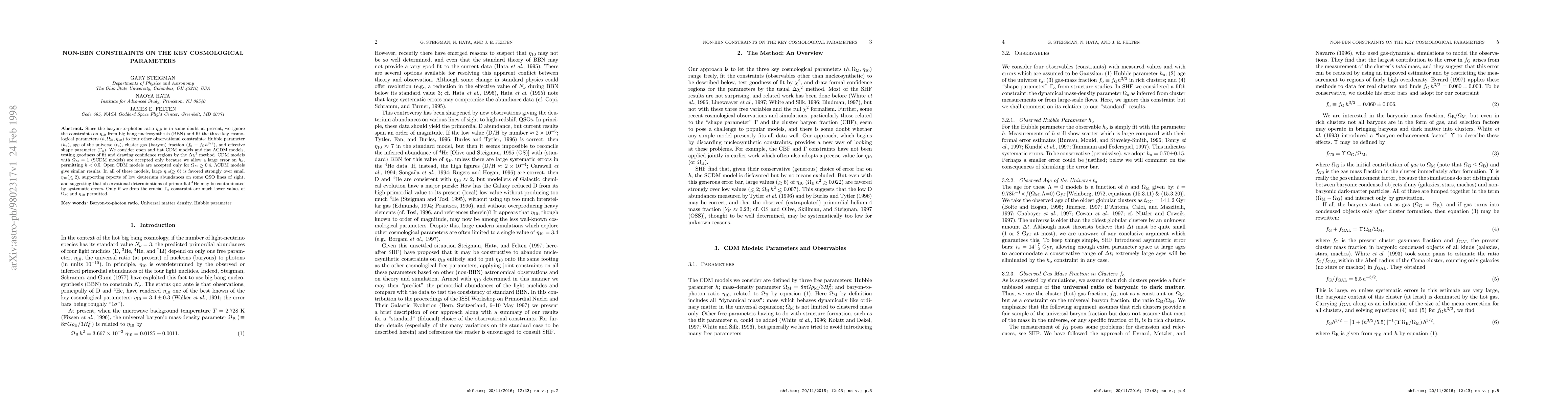 Thumbnail for Non-BBN Constraints On The Key Cosmological Parameters