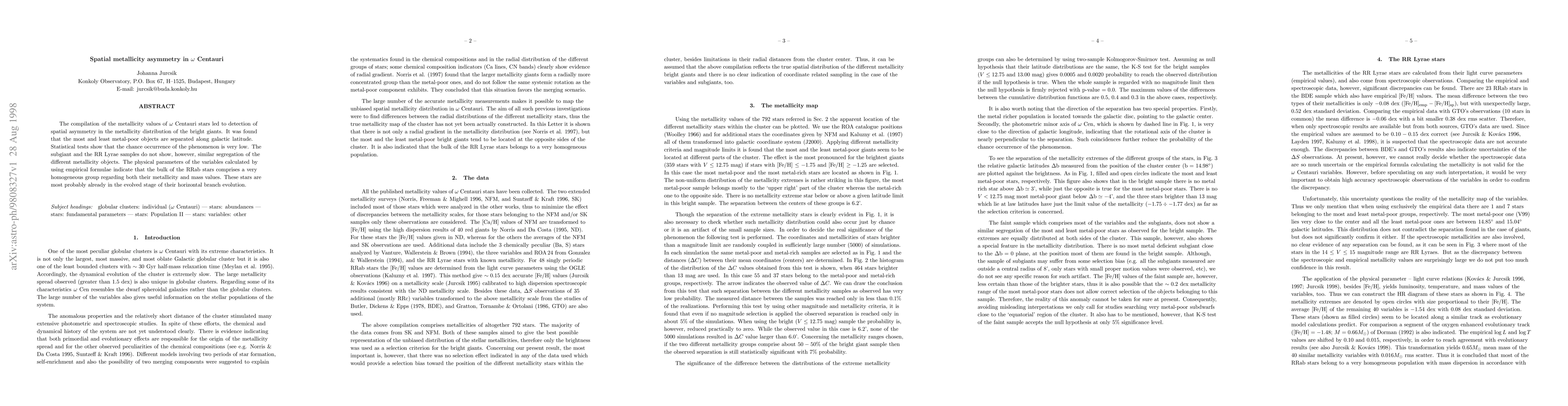 Thumbnail for Spatial metallicity asymmetry in $\omega$ Centauri