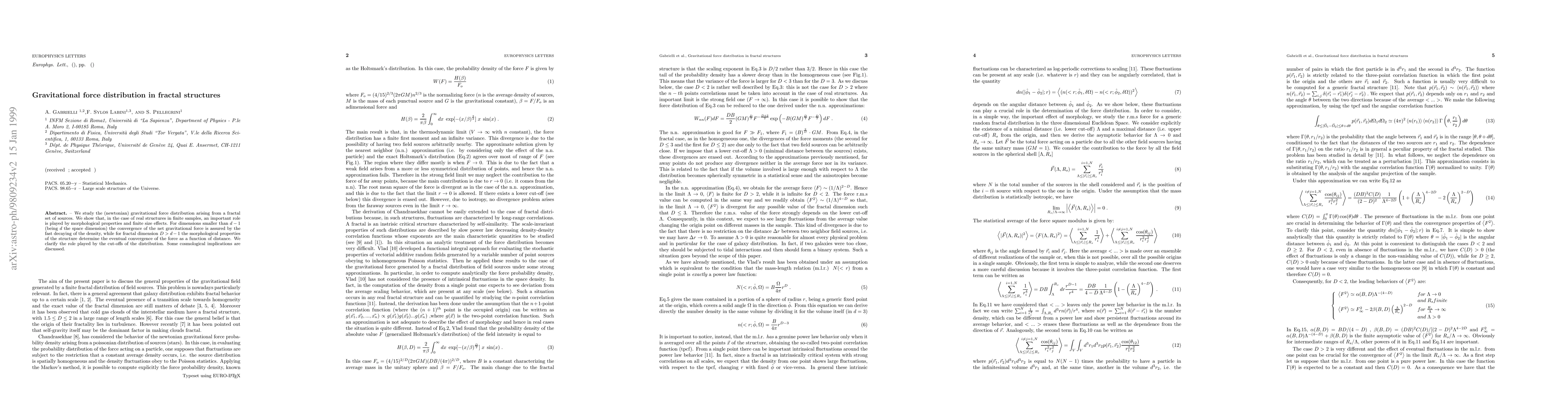 Thumbnail for Gravitational force distribution in fractal structures