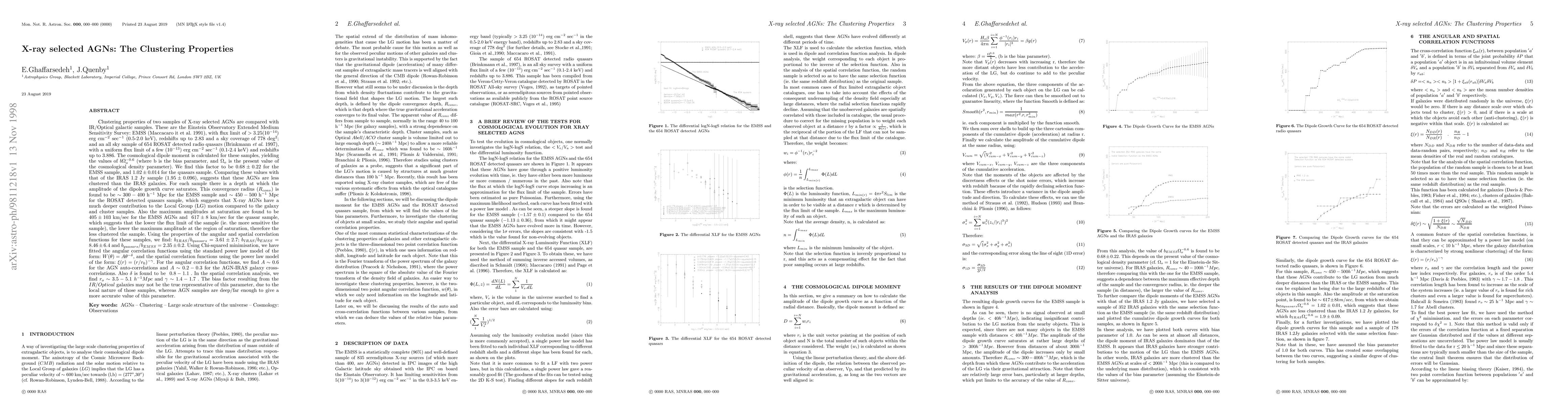 Thumbnail for X-ray selected AGNs: The Clustering Properties