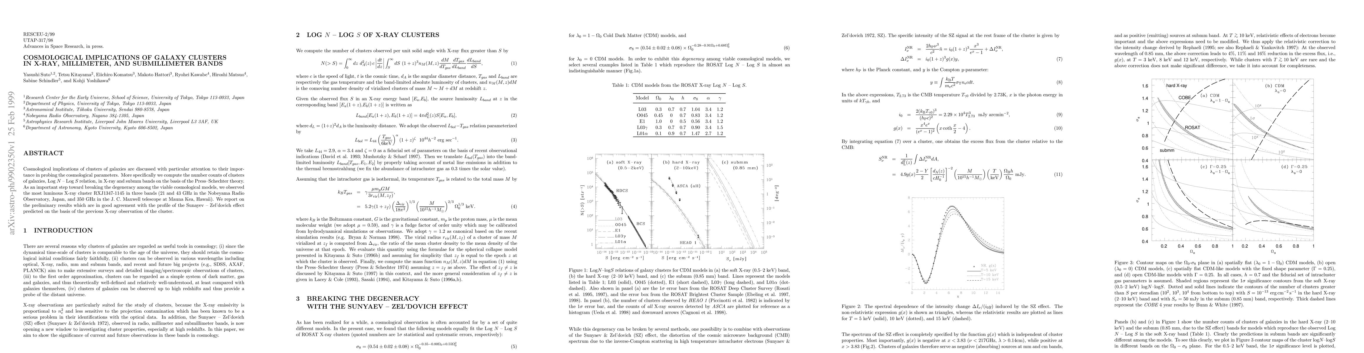 Thumbnail for Cosmological Implications of Galaxy Clusters in X-Ray, Millimeter, and
  Submillimeter Bands