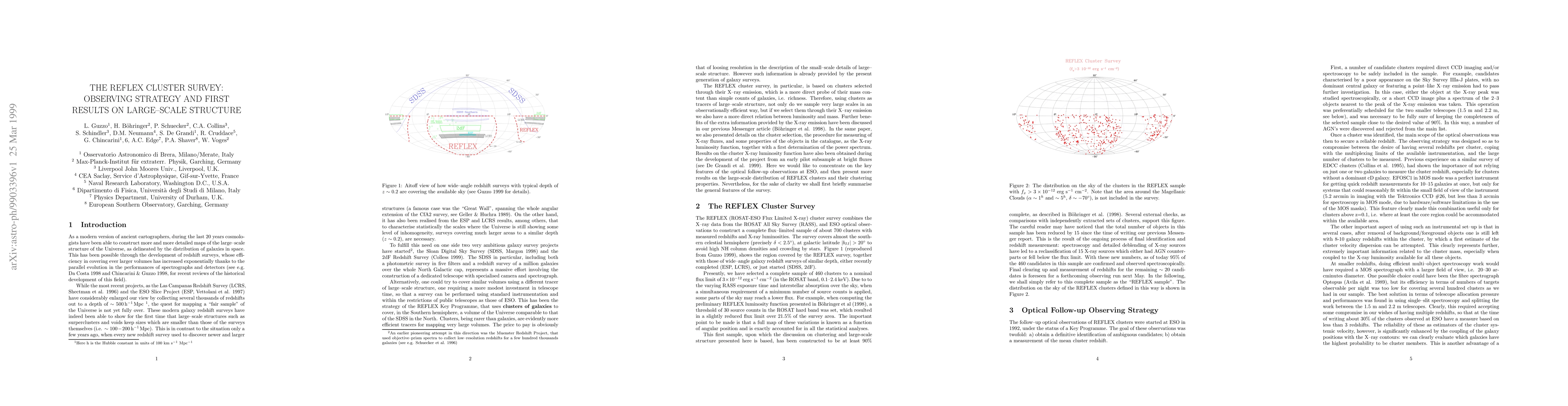 Thumbnail for The REFLEX Cluster Survey: Observing Strategy and First Results on
  Large-Scale Structure
