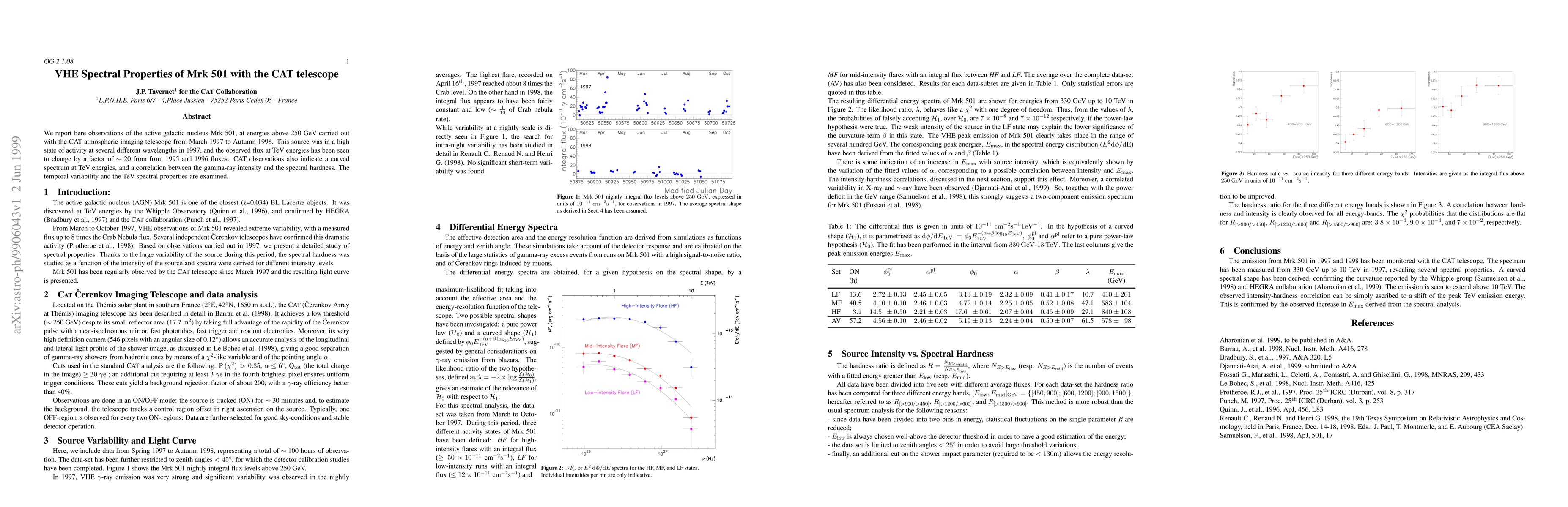 Thumbnail for VHE Spectral Properties of Mrk 501 with the CAT telescope