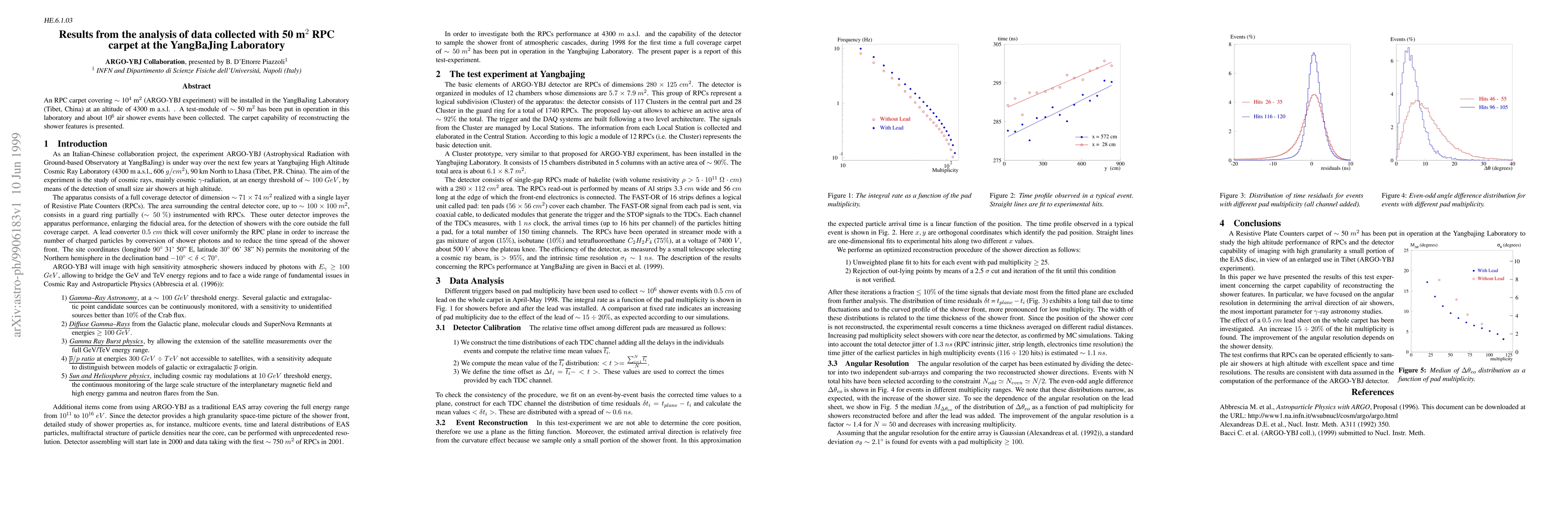 Thumbnail for Results from the analysis of data collected with 50 m^2 RPC carpet at
  the YangBaJing Laboratory