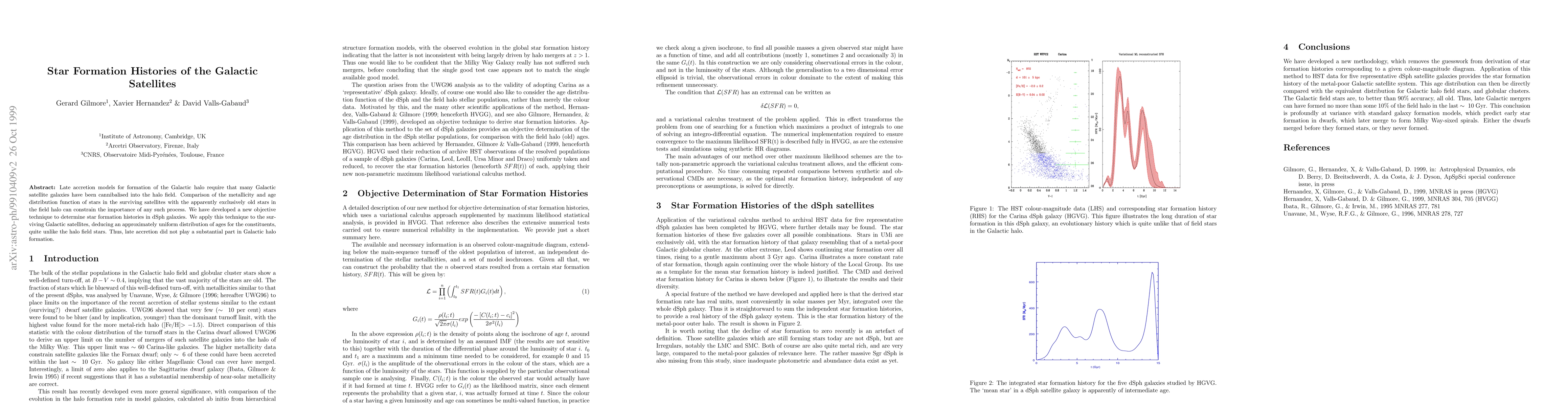 Thumbnail for Star Formation Histories of the Galactic Satellites