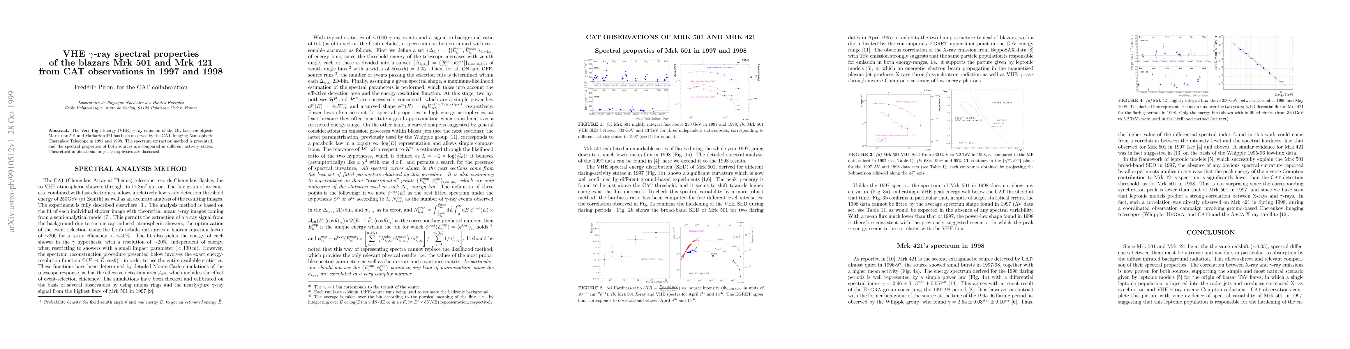 Thumbnail for VHE gamma-ray spectral properties of the blazars Mrk 501 and Mrk 421
  from CAT observations in 1997 and 1998