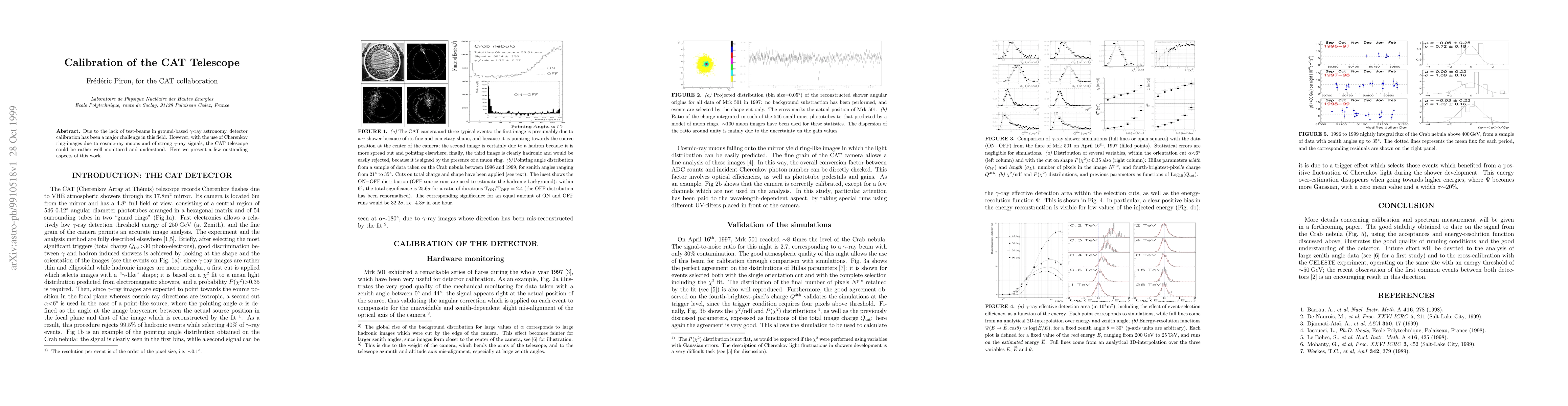Thumbnail for Calibration of the CAT Telescope