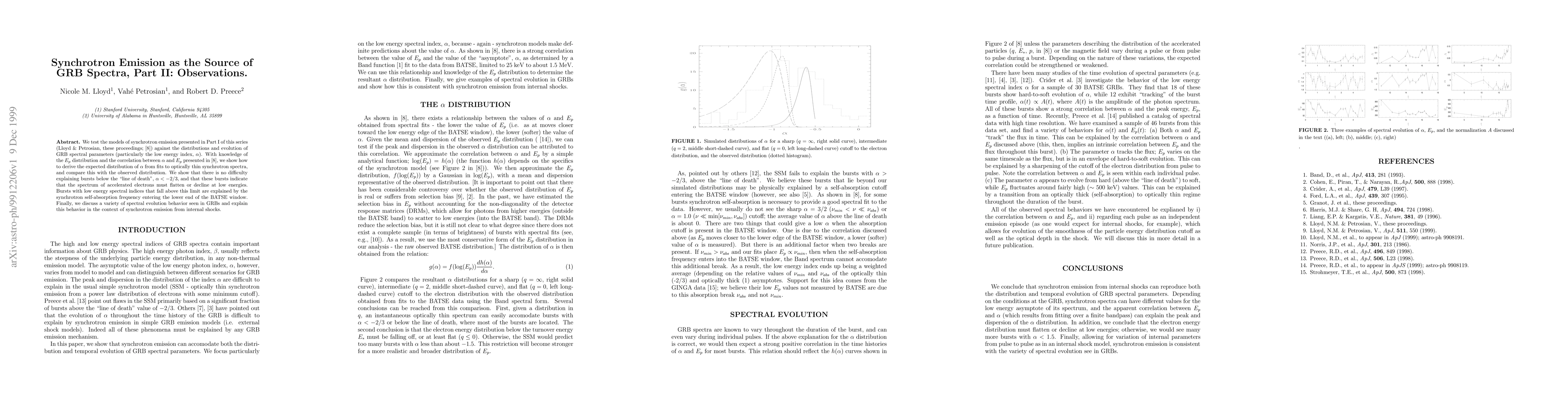 Thumbnail for Synchrotron Emission as the Source of GRB Spectra, Part II: Observations