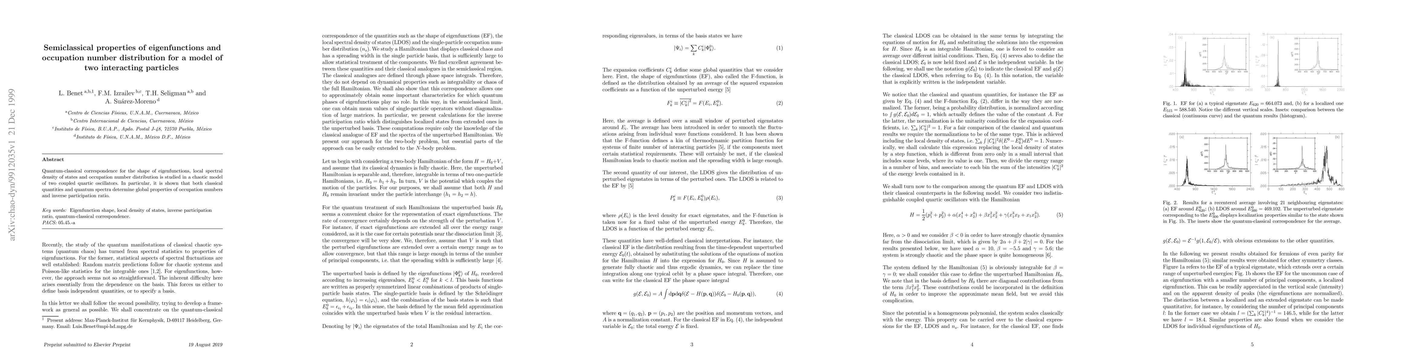 Thumbnail for Semiclassical properties of eigenfunctions and occupation number
  distribution for a model of two interacting particles