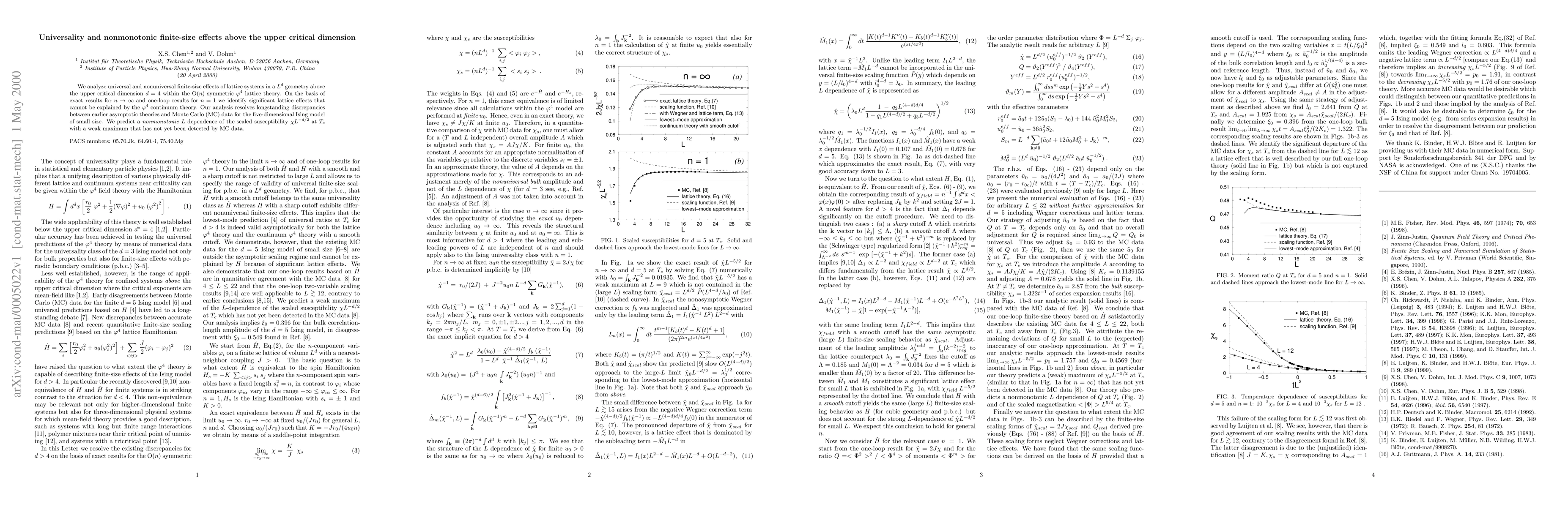 Thumbnail for Universality and nonmonotonic finite-size effects above the upper
  critical dimension