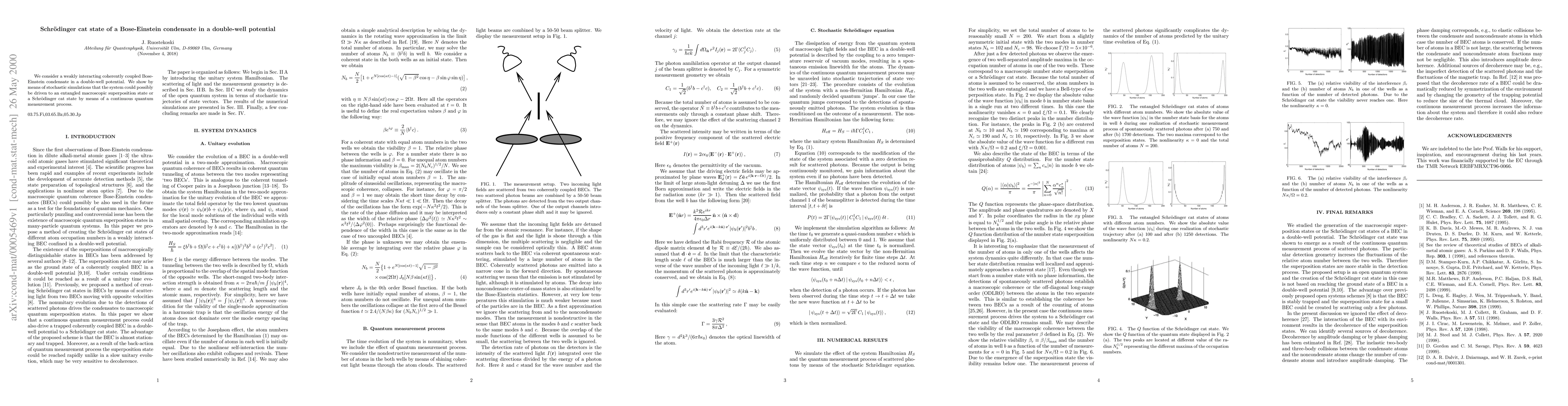 Thumbnail for Schr\"odinger cat state of a Bose-Einstein condensate in a double-well
  potential