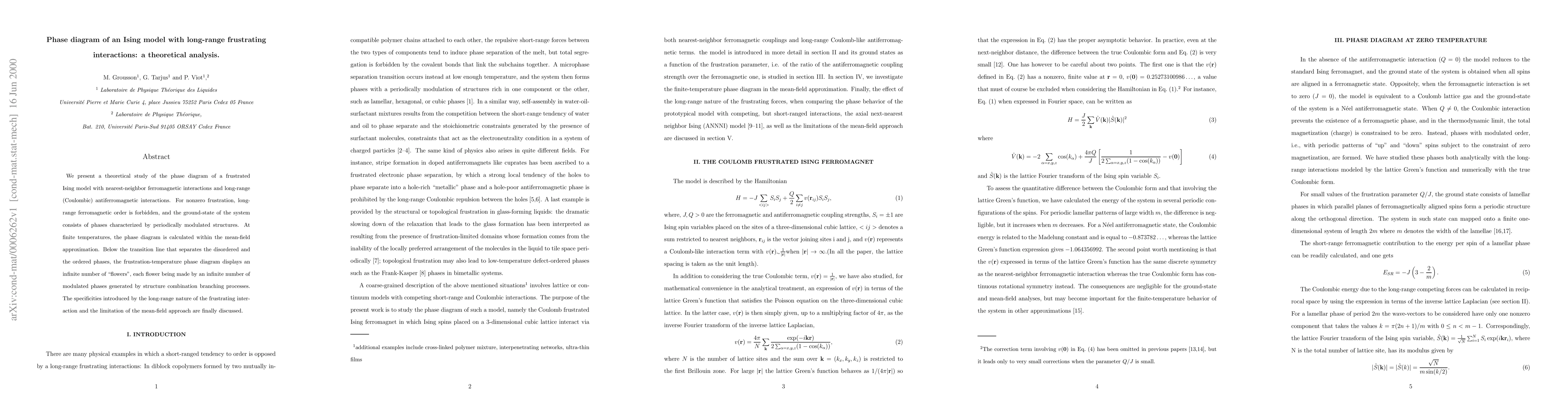 Thumbnail for Phase diagram of an Ising model with long-range frustrating
  interactions: a theoretical analysis