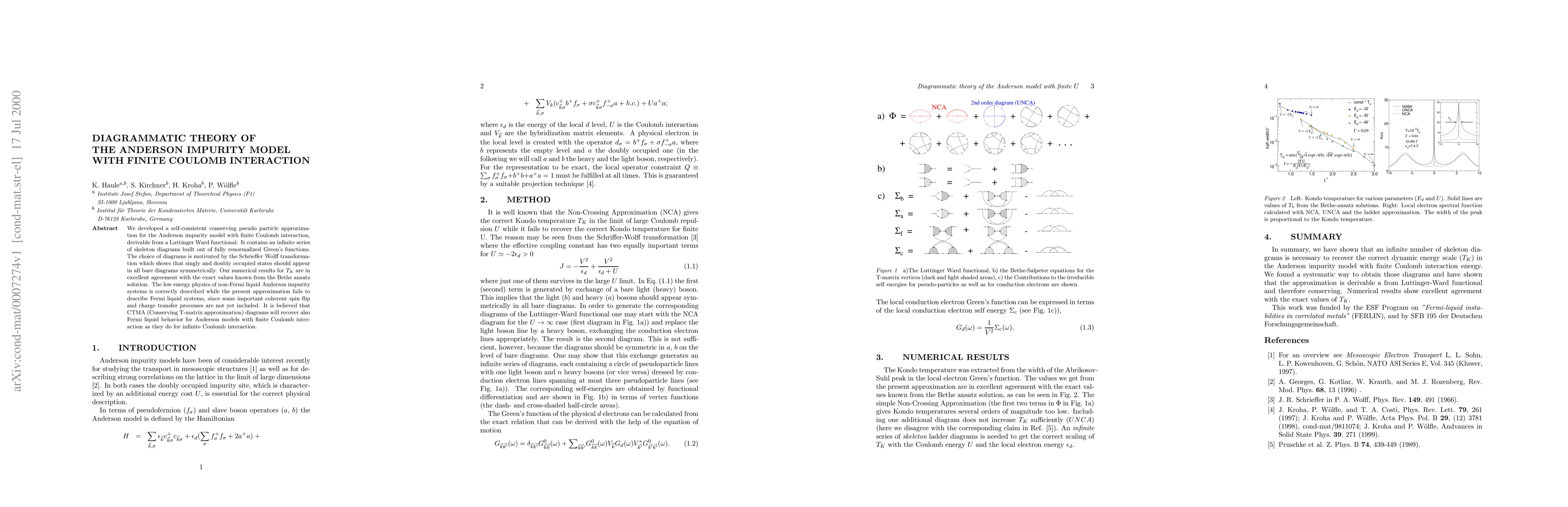 Thumbnail for Diagrammatic theory of the Anderson impurity model with finite Coulomb
  interaction