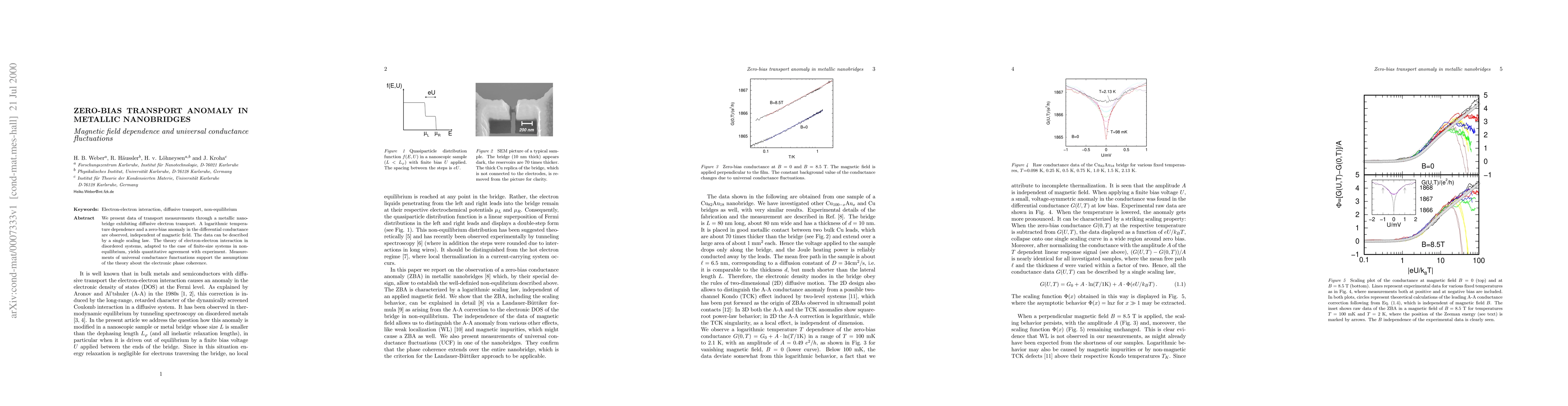 Thumbnail for Zero-bias transport anomaly in metallic nanobridges: Magnetic field
  dependence and universal conductance fluctuations