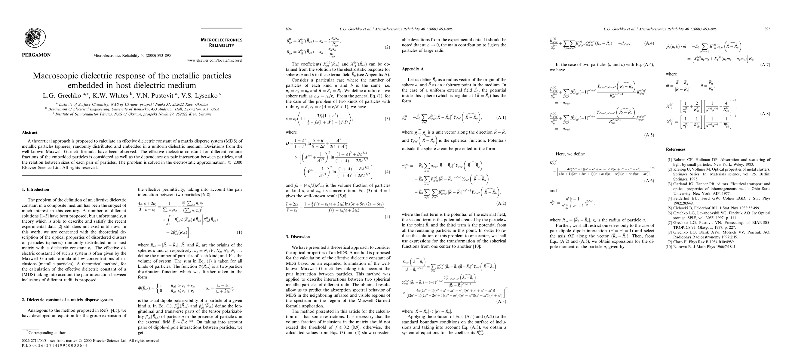 Thumbnail for Macroscopic dielectric response of the metallic particles embedded in
  host dielectric medium