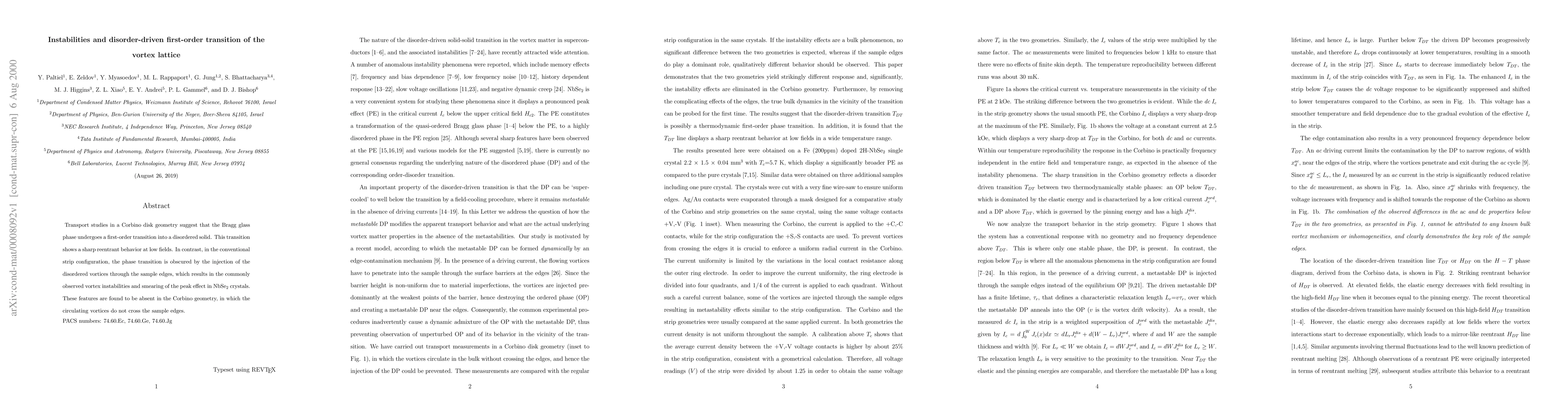 Thumbnail for Instabilities and disorder-driven first-order transition of the vortex
  lattice
