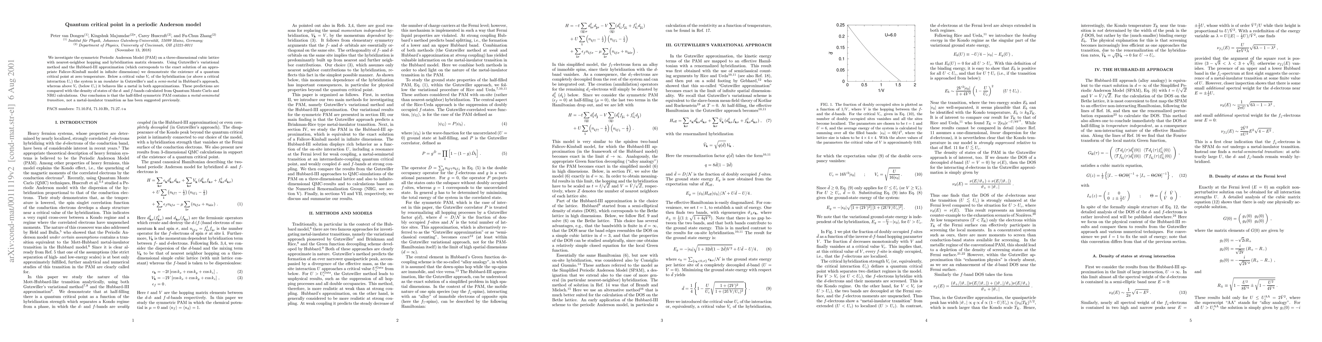 Thumbnail for Quantum critical point in a periodic Anderson model