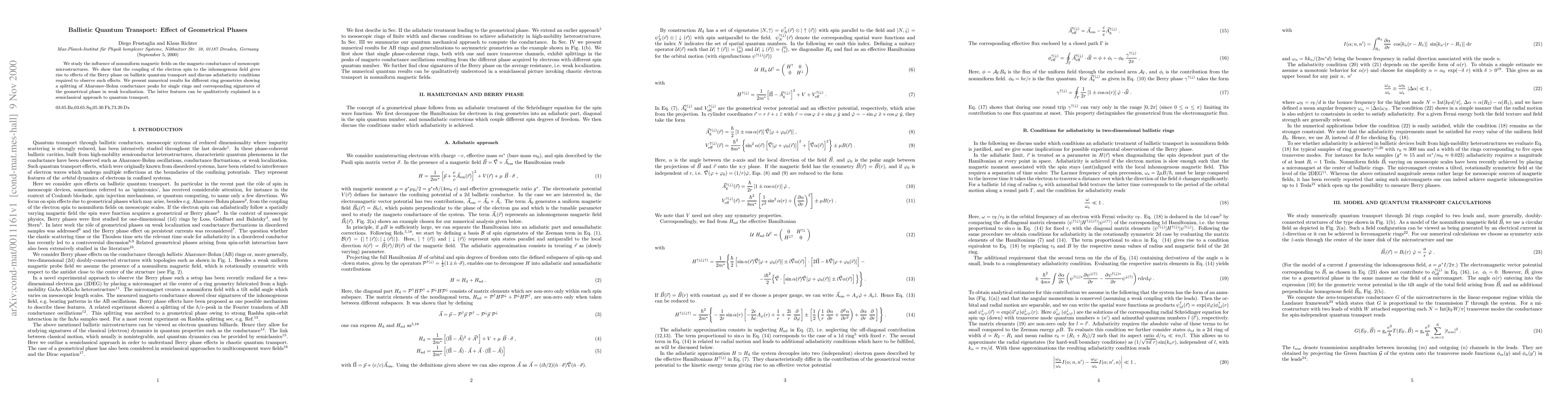 Thumbnail for Ballistic Quantum Transport: Effect of Geometrical Phases