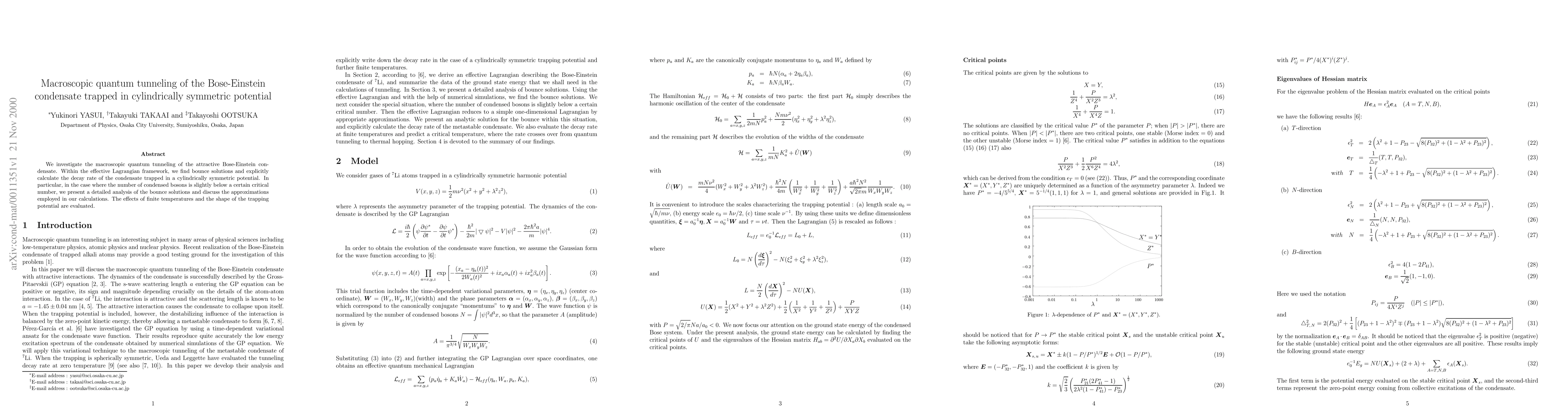 Thumbnail for Macroscopic quantum tunneling of the Bose-Einstein condensate trapped in
  cylindrically symmetric potential