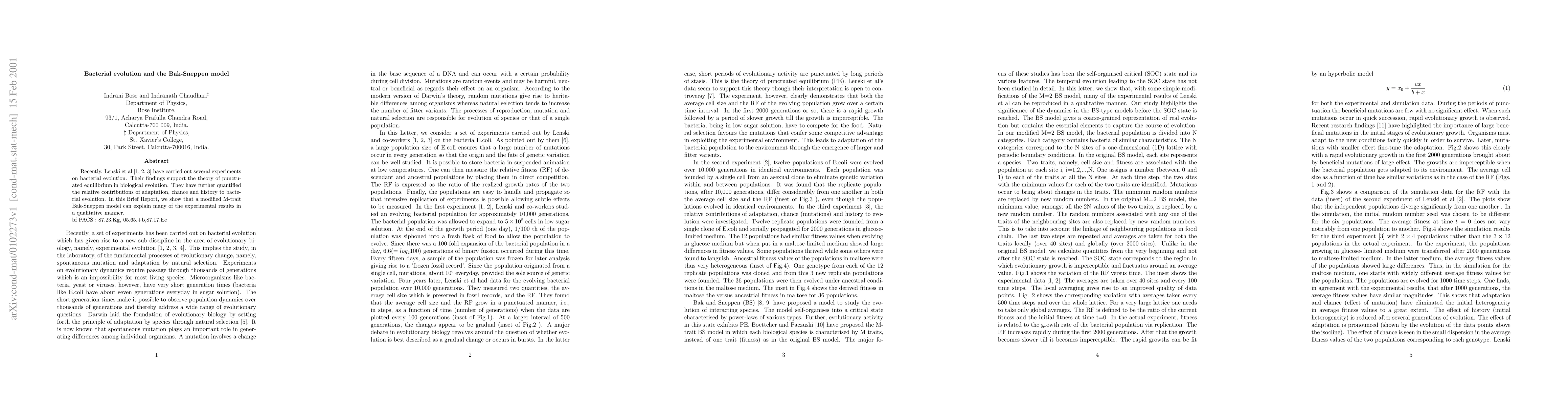 Thumbnail for Bacterial evolution and the Bak-Sneppen model