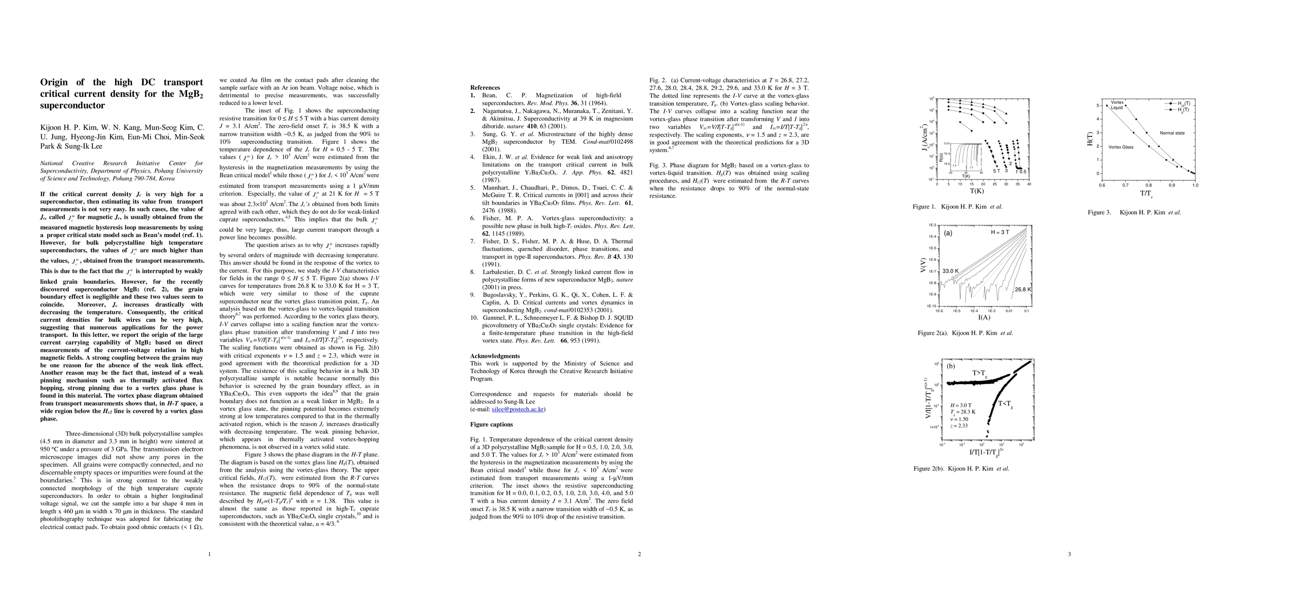 Thumbnail for Origin of the high DC transport critical current density for the MgB2
  superconductor
