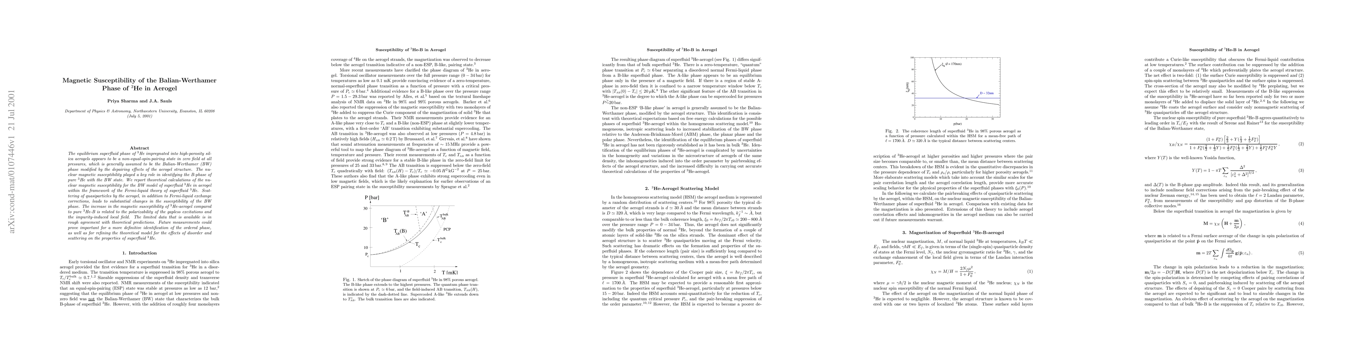 Thumbnail for Magnetic Susceptibility of the Balian-Werthamer Phase of 3He in Aerogel